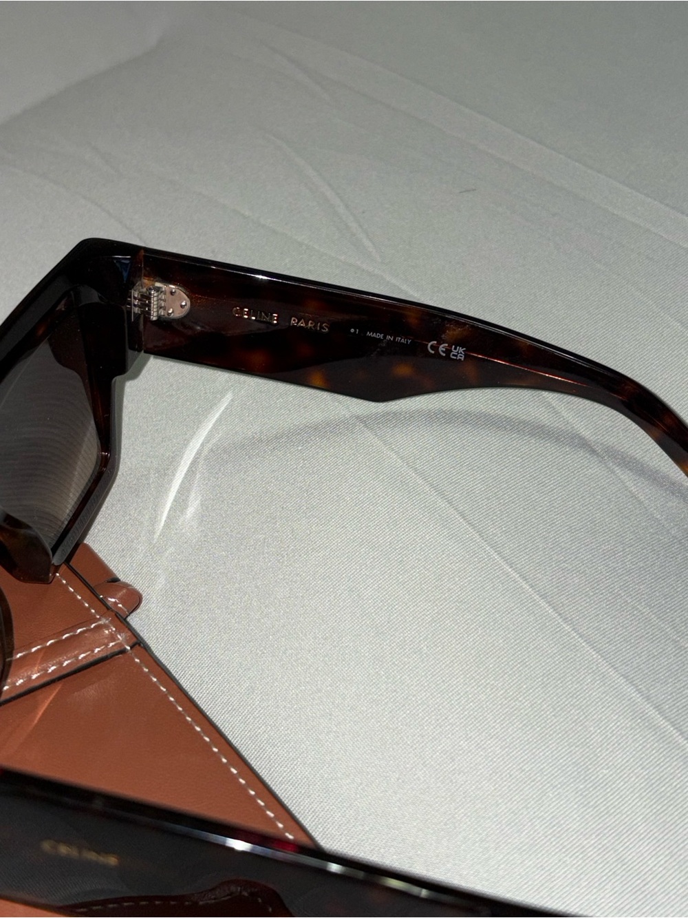 Celine Oversized Square Shield Sunglasses in Tortoiseshell Brown - Picture 5 of 5